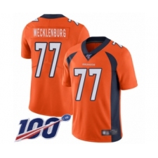 Men's Denver Broncos #77 Karl Mecklenburg Orange Team Color Vapor Untouchable Limited Player 100th Season Football Jersey