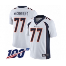 Men's Denver Broncos #77 Karl Mecklenburg White Vapor Untouchable Limited Player 100th Season Football Jersey