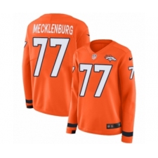 Women's Nike Denver Broncos #77 Karl Mecklenburg Limited Orange Therma Long Sleeve NFL Jersey