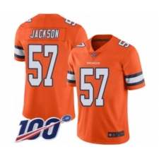 Men's Denver Broncos #57 Tom Jackson Limited Orange Rush Vapor Untouchable 100th Season Football Jersey
