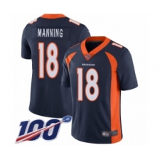 Men's Denver Broncos #18 Peyton Manning Navy Blue Alternate Vapor Untouchable Limited Player 100th Season Football Jersey