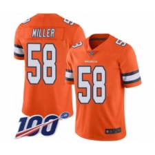 Men's Nike Denver Broncos #58 Von Miller Limited Orange Rush Vapor Untouchable 100th Season NFL Jersey