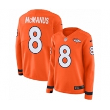 Women's Nike Denver Broncos #8 Brandon McManus Limited Orange Therma Long Sleeve NFL Jersey