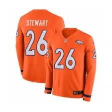 Men's Nike Denver Broncos #26 Darian Stewart Limited Orange Therma Long Sleeve NFL Jersey