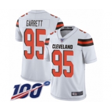 Men's Cleveland Browns #95 Myles Garrett White Vapor Untouchable Limited Player 100th Season Football Jersey
