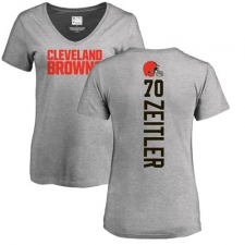 NFL Women's Nike Cleveland Browns #70 Kevin Zeitler Ash Backer V-Neck T-Shirt