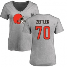 NFL Women's Nike Cleveland Browns #70 Kevin Zeitler Ash Name & Number Logo T-Shirt