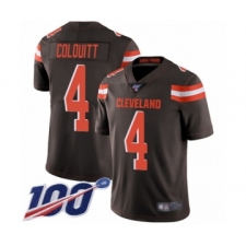 Men's Cleveland Browns #4 Britton Colquitt Brown Team Color Vapor Untouchable Limited Player 100th Season Football Jersey