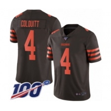Men's Cleveland Browns #4 Britton Colquitt Limited Brown Rush Vapor Untouchable 100th Season Football Jersey