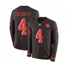 Youth Nike Cleveland Browns #4 Britton Colquitt Limited Brown Therma Long Sleeve NFL Jersey