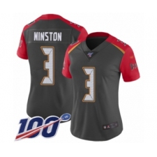 Women's Tampa Bay Buccaneers #3 Jameis Winston Limited Gray Inverted Legend 100th Season Football Jersey