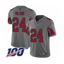 Men's Arizona Cardinals #24 Adrian Wilson Limited Silver Inverted Legend 100th Season Football Jersey