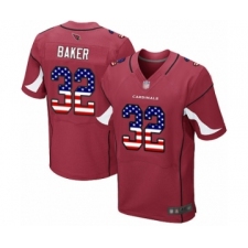 Men's Arizona Cardinals #32 Budda Baker Elite Red Home USA Flag Fashion Football Jersey