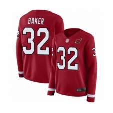 Women's Arizona Cardinals #32 Budda Baker Limited Red Therma Long Sleeve Football Jersey