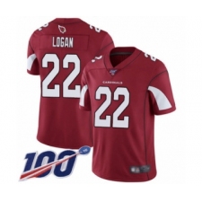 Men's Arizona Cardinals #22 T. J. Logan Red Team Color Vapor Untouchable Limited Player 100th Season Football Jersey