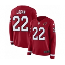 Women's Nike Arizona Cardinals #22 T. J. Logan Limited Red Therma Long Sleeve NFL Jersey
