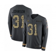 Men's Nike Arizona Cardinals #31 David Johnson Limited Black Salute to Service Therma Long Sleeve NFL Jersey