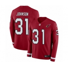 Men's Nike Arizona Cardinals #31 David Johnson Limited Red Therma Long Sleeve NFL Jersey