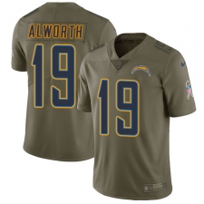 Youth Nike Los Angeles Chargers #19 Lance Alworth Limited Olive 2017 Salute to Service NFL Jersey