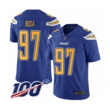 Men's Los Angeles Chargers #97 Joey Bosa Limited Electric Blue Rush Vapor Untouchable 100th Season Football Jersey
