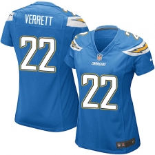 Women's Nike Los Angeles Chargers #22 Jason Verrett Game Electric Blue Alternate NFL Jersey