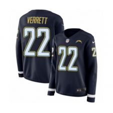 Women's Nike Los Angeles Chargers #22 Jason Verrett Limited Navy Blue Therma Long Sleeve NFL Jersey