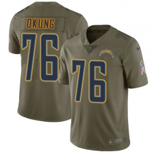Youth Nike Los Angeles Chargers #76 Russell Okung Limited Olive 2017 Salute to Service NFL Jersey