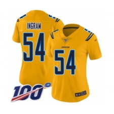 Women's Los Angeles Chargers #54 Melvin Ingram Limited Gold Inverted Legend 100th Season Football Jersey