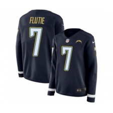 Women's Nike Los Angeles Chargers #7 Doug Flutie Limited Navy Blue Therma Long Sleeve NFL Jersey