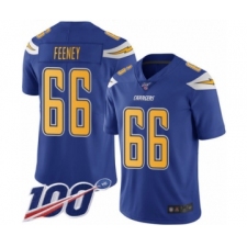 Men's Los Angeles Chargers #66 Dan Feeney Limited Electric Blue Rush Vapor Untouchable 100th Season Football Jersey