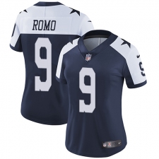 Women's Nike Dallas Cowboys #9 Tony Romo Elite Navy Blue Throwback Alternate NFL Jersey