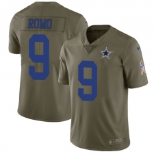 Youth Nike Dallas Cowboys #9 Tony Romo Limited Olive 2017 Salute to Service NFL Jersey