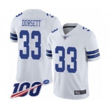 Men's Dallas Cowboys #33 Tony Dorsett White Vapor Untouchable Limited Player 100th Season Football Jersey