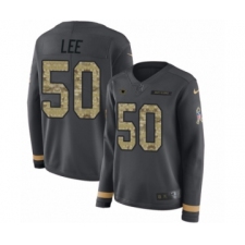 Women's Nike Dallas Cowboys #50 Sean Lee Limited Black Salute to Service Therma Long Sleeve NFL Jersey