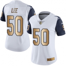 Women's Nike Dallas Cowboys #50 Sean Lee Limited White/Gold Rush NFL Jersey