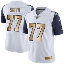 Youth Nike Dallas Cowboys #77 Tyron Smith Limited White/Gold Rush NFL Jersey