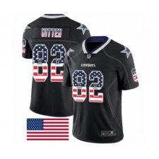 Men's Dallas Cowboys #82 Jason Witten Limited Black Rush USA Flag Football Jersey