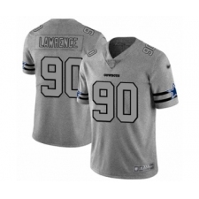 Men's Dallas Cowboys #90 DeMarcus Lawrence Gray Team Logo Gridiron Limited Football Jersey