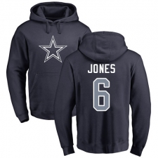 NFL Nike Dallas Cowboys #6 Chris Jones Navy Blue Name & Number Logo Pullover Hoodie
