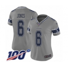Women's Dallas Cowboys #6 Chris Jones Limited Gray Inverted Legend 100th Season Football Jersey
