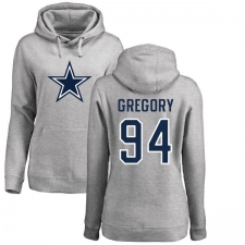 NFL Women's Nike Dallas Cowboys #94 Randy Gregory Ash Name & Number Logo Pullover Hoodie