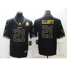 Men's Dallas Cowboys #21 Ezekiel Elliott Black Gold Throwback Limited Jersey