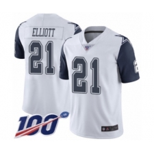 Men's Dallas Cowboys #21 Ezekiel Elliott Limited White Rush Vapor Untouchable 100th Season Football Jersey