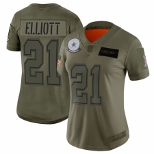 Women's Dallas Cowboys #21 Ezekiel Elliott Limited Camo 2019 Salute to Service Football Jersey