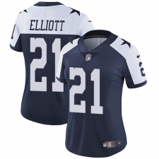 Women's Nike Dallas Cowboys #21 Ezekiel Elliott Elite Navy Blue Throwback Alternate NFL Jersey