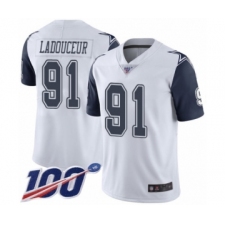 Youth Dallas Cowboys #91 L. P. Ladouceur Limited White Rush Vapor Untouchable 100th Season Football Jersey