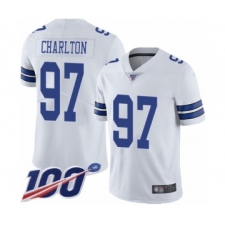 Men's Dallas Cowboys #97 Taco Charlton White Vapor Untouchable Limited Player 100th Season Football Jersey