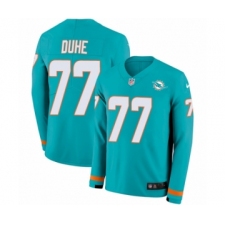 Men's Nike Miami Dolphins #77 Adam Joseph Duhe Limited Aqua Therma Long Sleeve NFL Jersey