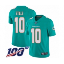 Men's Miami Dolphins #10 Kenny Stills Aqua Green Team Color Vapor Untouchable Limited Player 100th Season Football Jersey