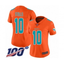 Women's Miami Dolphins #10 Kenny Stills Limited Orange Inverted Legend 100th Season Football Jersey
